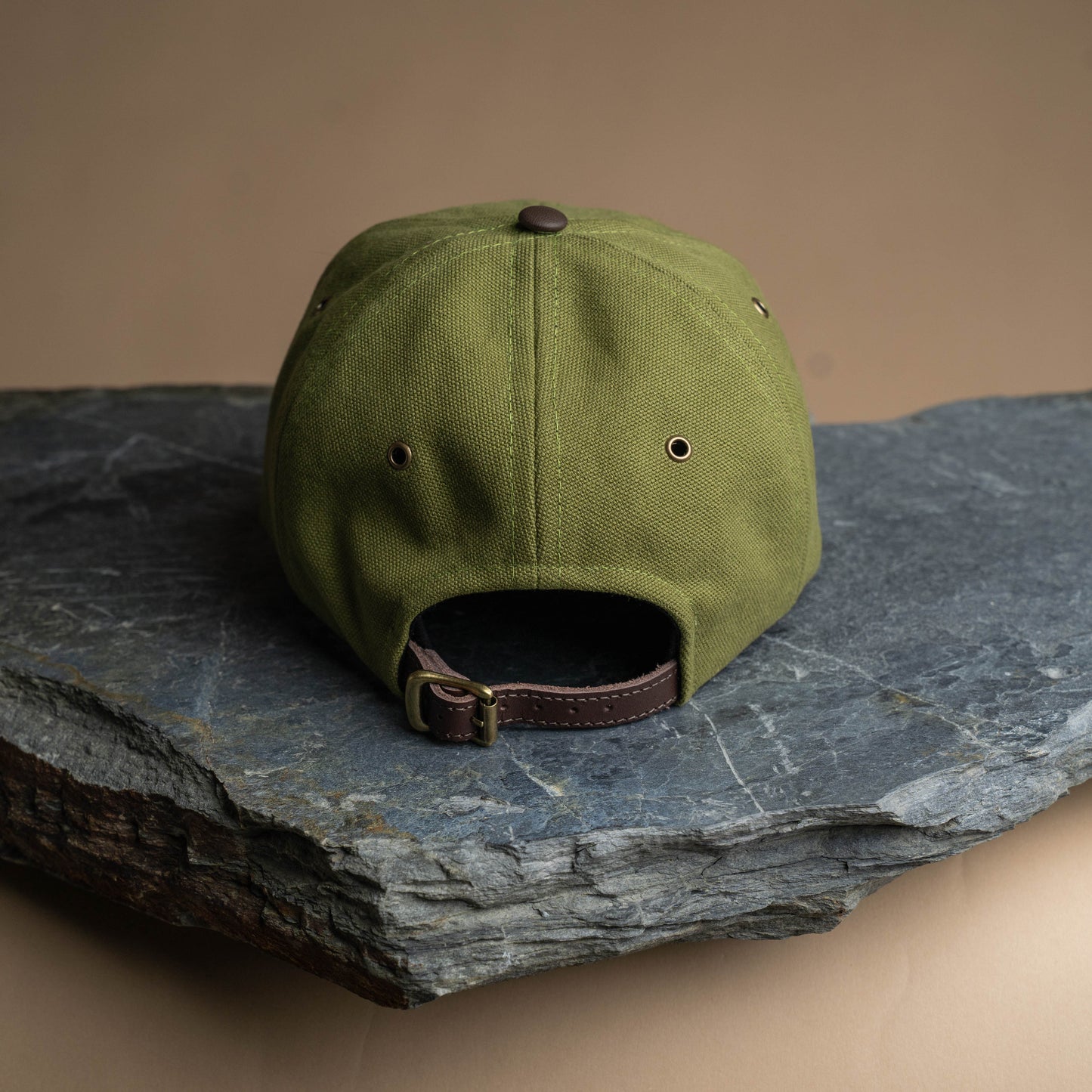 Fujikinbai Olive Baseball Cap - Leather & Brass