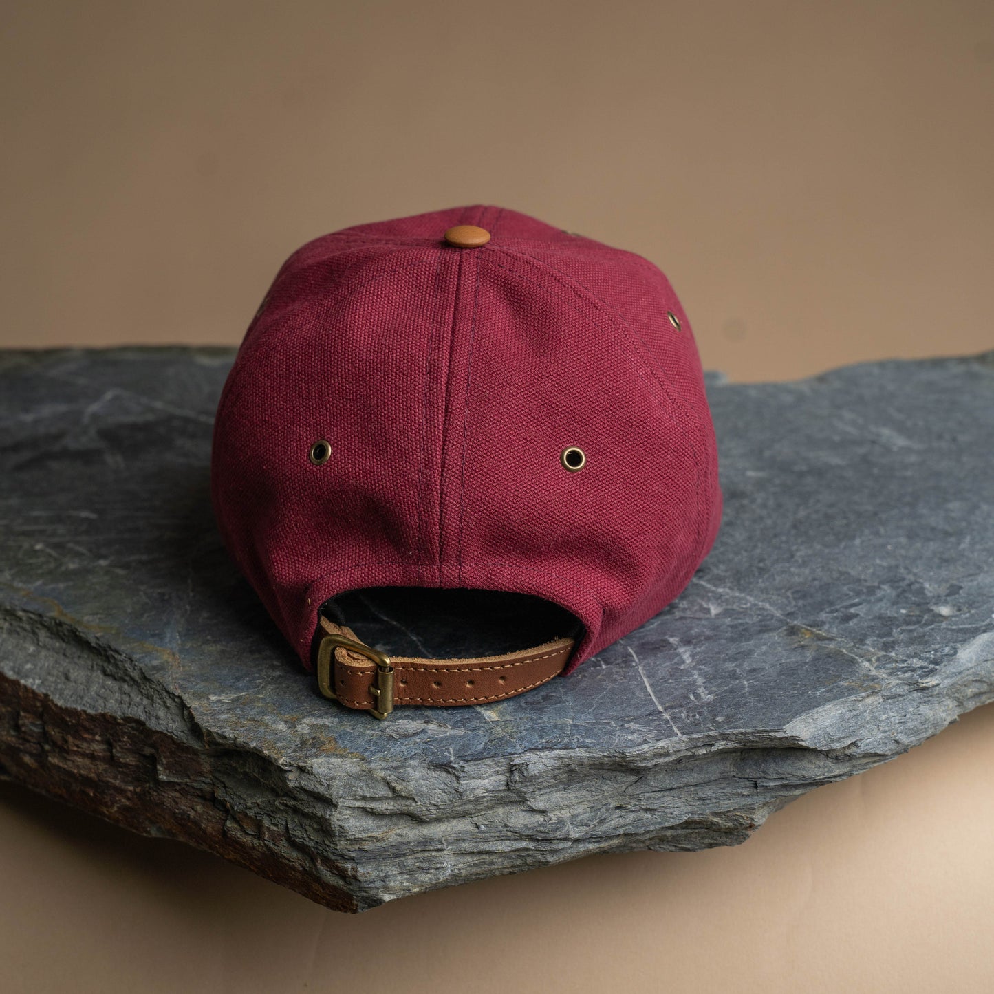 Fujikinbai Lupin Burgundy Cap - Leather & Brass