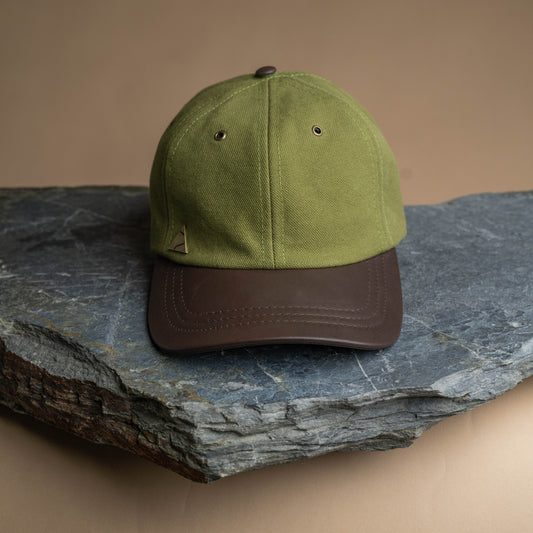 Fujikinbai Olive Baseball Cap - Leather & Brass