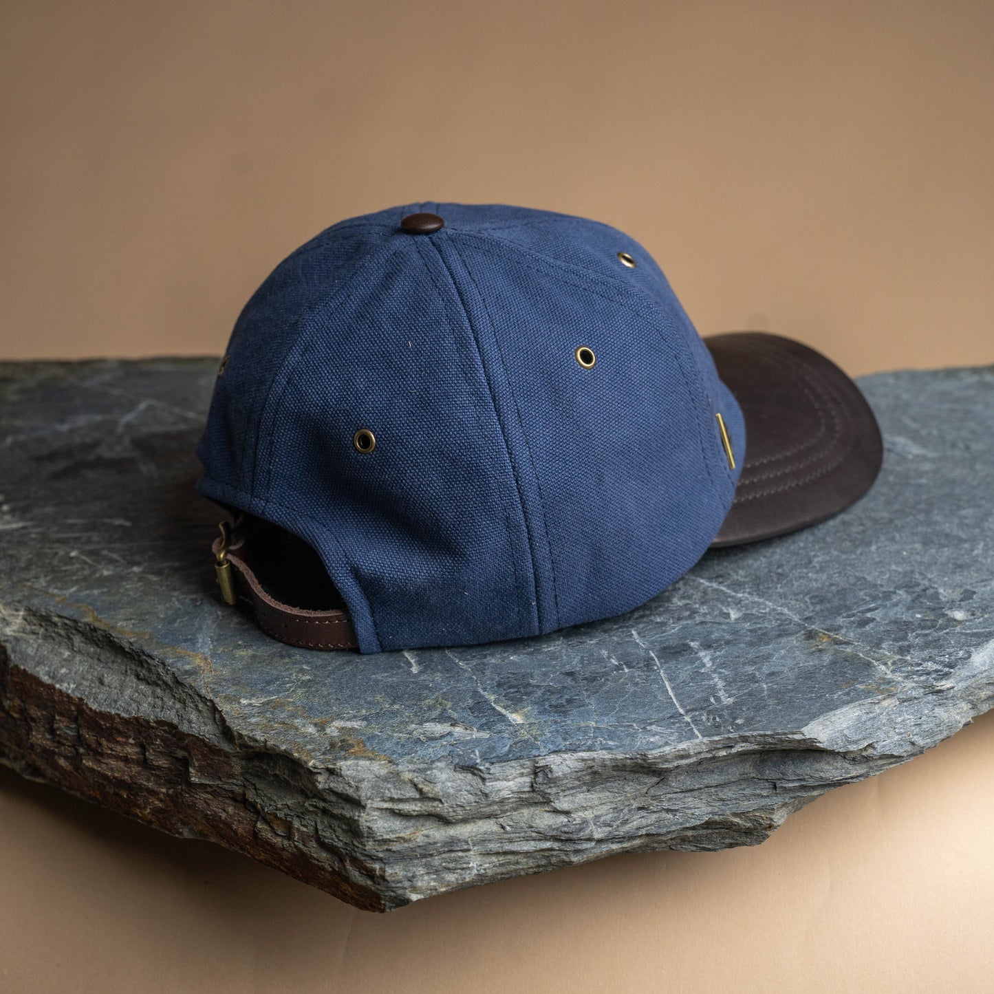Fujikinbai Deep Tasman Navy Baseball Cap - Leather & Brass