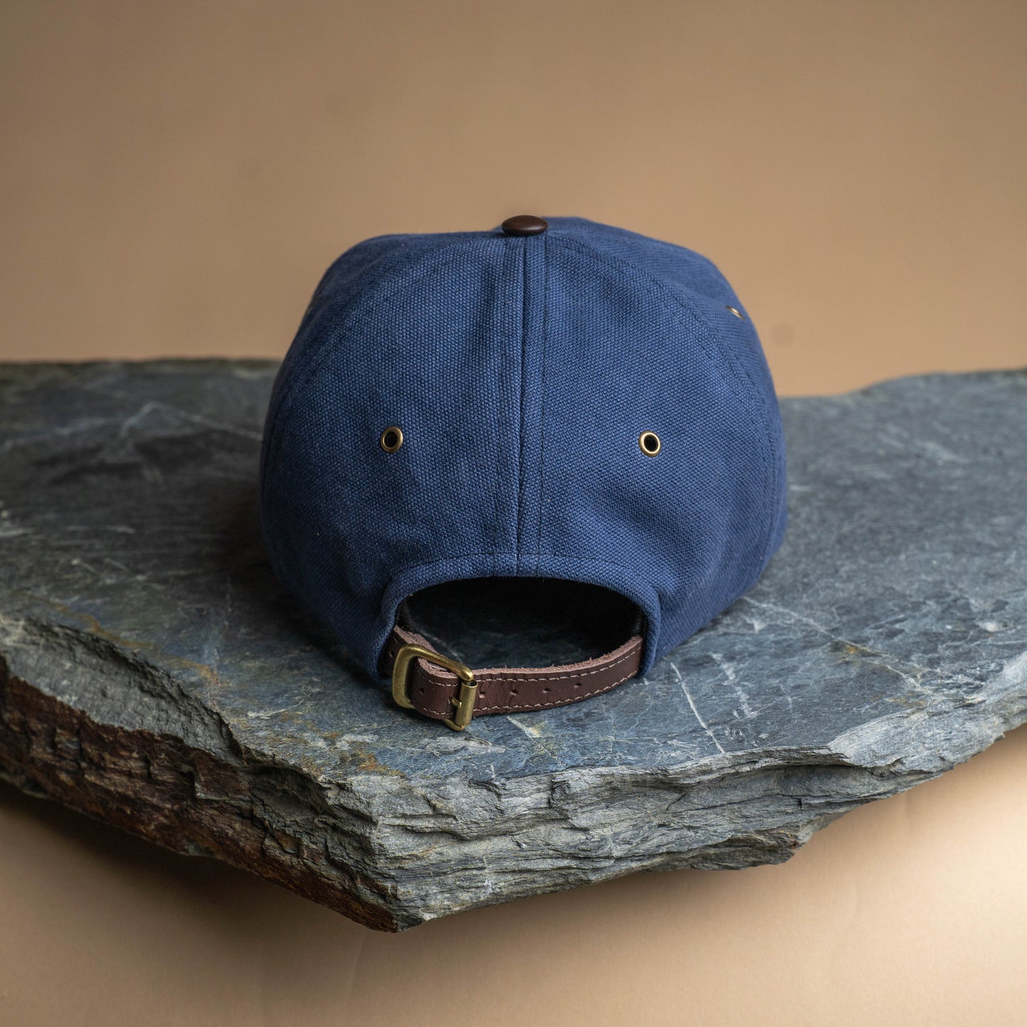 Fujikinbai Deep Tasman Navy Baseball Cap - Leather & Brass