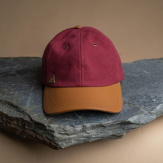 Fujikinbai Lupin Burgundy Cap - Leather & Brass
