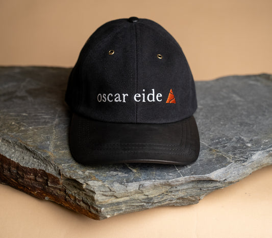 Fujikinbai Embroidered Leather Cap - Black